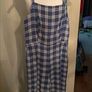Old Navy Blue Plaid Maxi Jumpsuit